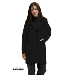 Manteau long femme manches longues - couleur noir