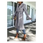 Manteau long gris femme