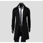 Manteau long hiver homme noir caban manches long chaud en laine costume pas cher de qualit grande taille ...