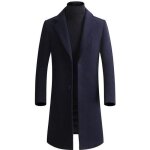 Manteau long homme hiver caban laine bleu - funmoon - lgant pardessus homme epais