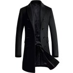 Manteau long homme en laine - mode croisé - noir Manteau long homme en laine - mode croisé - noir