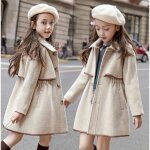 Manteau long en laine pour filles couleur beige pour 4  12 ans