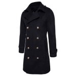 Manteau longues en laine  double boutonnage pour femme - funmoon - noir