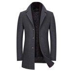 Manteau mi - long caban - hugo - gris - laine - doublure amovible - charpe amovible