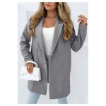 Manteau mi long - femme - gris - manches longues - 2 poches - 100% polyester