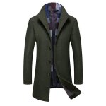 Manteau mi - long homme - hugo - laine caban - col revers - �charpe d�montable - vert