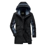 Manteau mi - longue homme  capuche automne hiver veste zippee fashion couleur contraste