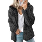 Manteau missmao en peluche pour femmes automne - hiver le noir