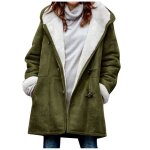 Manteau mode femmes chaud faux veste hiver bouton solide  manches longues survtement vert