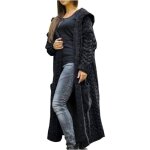Manteau - pardessus - cardigan femme long  capuche - noir - chaud - classique