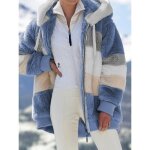 Manteau en peluche - zgeer - femme - doux et chaud - capuche - couleur bleu