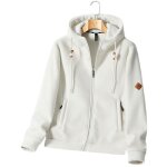 Manteau polaire homme - femme a capuche doux confortable casual - white