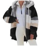 Manteau polaire zippee pour femme - kjehome - noir - chaud et doux - veste decontractee