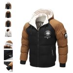 Manteau rversible homme epais chaude hiver casual bicolore capuche amovible - noir - adulte - homme