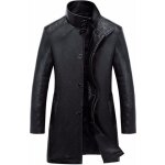 Manteau trench - funmoon - cuir pu - noir - long - style smart casual