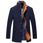 Manteau trench homme pakra hiver chaud laine paississant - bleu marine