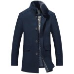 Manteau trench laine casual hommes funmoon - bleu - slim fit - longueur business