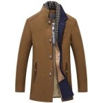 Manteau trench laine casual hommes - funmoon - thicken slim jacket pardessus - kaki - marron Manteau trench laine casual hommes - funmoon - thicken slim jacket pardessus - kaki - marron