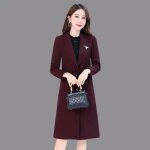 Manteau de veste vintage en laine pour femmes - funmoon - du vin - bureau dhiver - bouton  manches longues ...