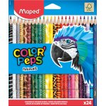 Crayons de couleur - maped - colorpeps animals - 24 crayons - bois certifi fsc - triangulaire