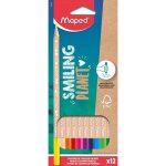 Crayons de couleur - maped - smiling planet - bois naturel fsc - 12 crayons - mine résistante Crayons de couleur - maped - smiling planet - bois naturel fsc - 12 crayons - mine résistante