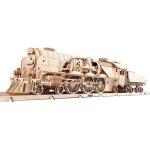Maquette en bois - ugears - train  vapeur v - express avec tendeur - 538 pices - beige