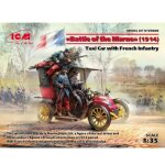 Maquette et figurines militaires : taxi de la marne avec infanterie fran�aise bataille de la marne