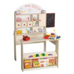 Marchande en bois roba minishop avec caisse et accessoires - naturel / blanc imprimé Marchande en bois roba minishop avec caisse et accessoires - naturel / blanc imprimé