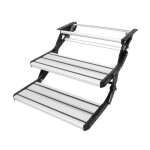 Marchepieds pour camping - cars - vevor - 2 marches - caravane rtractable pliable - charge 19958 kg ...