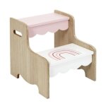 Marchepied pour enfant fille 33cm rose & blanc