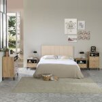 Marckonfort t�te de lit tapiss�e creta 160x60cm beige