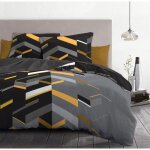 Parure de couette - marco - 100% coton - gris fonc� - g�om�triques - 240x260 cm