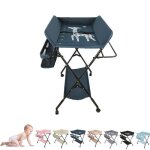 Marine table � langer mobile avec roulettes willonin� plan � langer pliable pour b�b� 0 - 2 ans �tag�re ...