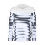 Marinire homme - t - shirt manches longues - k366 - blanc ray marine - 100% coton cte 1 x 1 - col ...