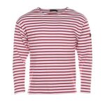 Marinire loctudy col bateau blanc - braise - armor lux - homme - manches longues - rouge
