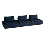 Marisol - canap modulable droit 3 places - velours textur - bleu