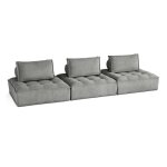 Marisol - canap modulable droit 3 places - velours textur - gris
