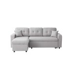 Marius - canapé dangle convertible réversible en tissu - gris clair Marius - canapé dangle convertible réversible en tissu - gris clair