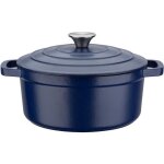 Marmite fonte massive - gsw - blue magic - 20 cm - ronde - induction - bleu