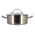 Marmite professionnel 24cm en acier inoxydable avec couvercle en verre