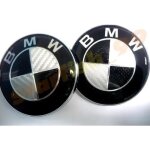 Marqueune2 x logo bmw carbon noir diametre 82mm coffre + capot