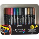 Marqueur peinture - pebeo - bo�te m�tal 12 marqueurs - pointe ogive 4 mm - opaque - ind�l�bile
