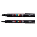 Lot de 2 marqueurs posca pc - 1mc noir pointe extra - fine conique