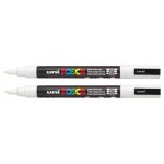 Marqueur - posca - pc3m - lot de 2 - pointe conique fine - 09 - 13 mm - blanc