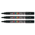 Marqueur - posca - pc3m - pointe conique fine - noir - lot de 3