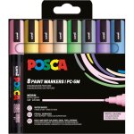 Marqueurs - posca - pc5m - 8 couleurs pastel - ind�l�bile - pointe moyenne