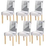 Housse de chaise - marsee - lot de 6 - extensible - rayures noires et blanches - lavable Housse de chaise - marsee - lot de 6 - extensible - rayures noires et blanches - lavable