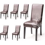 Housse de chaise - marsee - lot de 6 - simili cuir imperm�able - �lastique - �l�gante