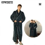 Marsee peignoir 100 coton hiver long peignoir de bain pour femme et hommechaud et super doux flanelle ...