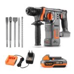 Marteau perforateur sans fil 20v - fuxtec - fx - e1rh20 et kit de burinage